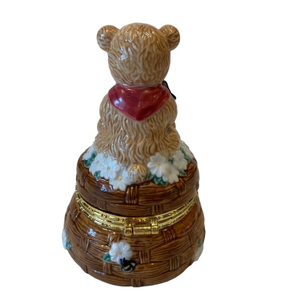SF Music Box Teddy Bear Butterflies Bees Trinket Box Song My Favorite Things - Picture 4 of 11